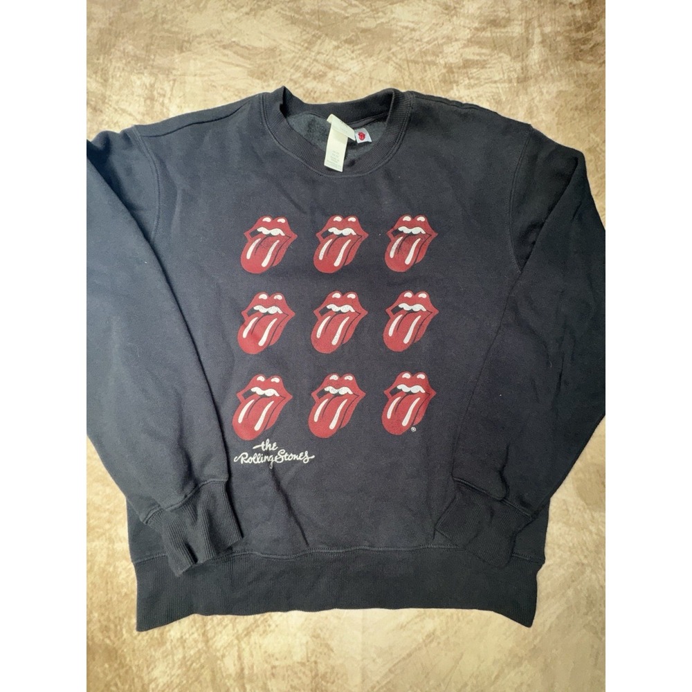 The Rolling Stones Sweatshirt Adult X-Small Black Tongue Lips H&M